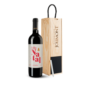 Kit de Natal Jolimont com Vinho Cabernet Sauvignon + Rótulo Presenteável - Feliz Natal + Caixa de Madeira Personalizável