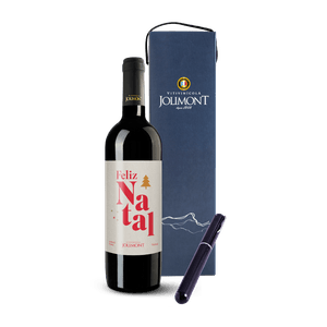 Kit de Natal Jolimont com Vinho Cabernet Sauvignon + Rótulo Presenteável - Feliz Natal + Caixa Unitária para Vinho + Saca Rolhas de Pressão