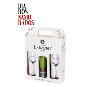 Kit Momento Amor Celebração – Espumante Brut + Maleta Jolimont + 2 Taças de Espumante