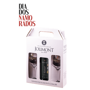 Kit Momento Amor Intenso –  Vinho Tinto Seco Tannat Reserva + Maleta Jolimont + 2 Taças de vidro