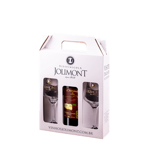Vinho Portugal Alentejano Dumonde + 2 Taça para Vinho Brunello Jolimont + Maleta para 2 Taças e 1 Vinho Branca Jolimont